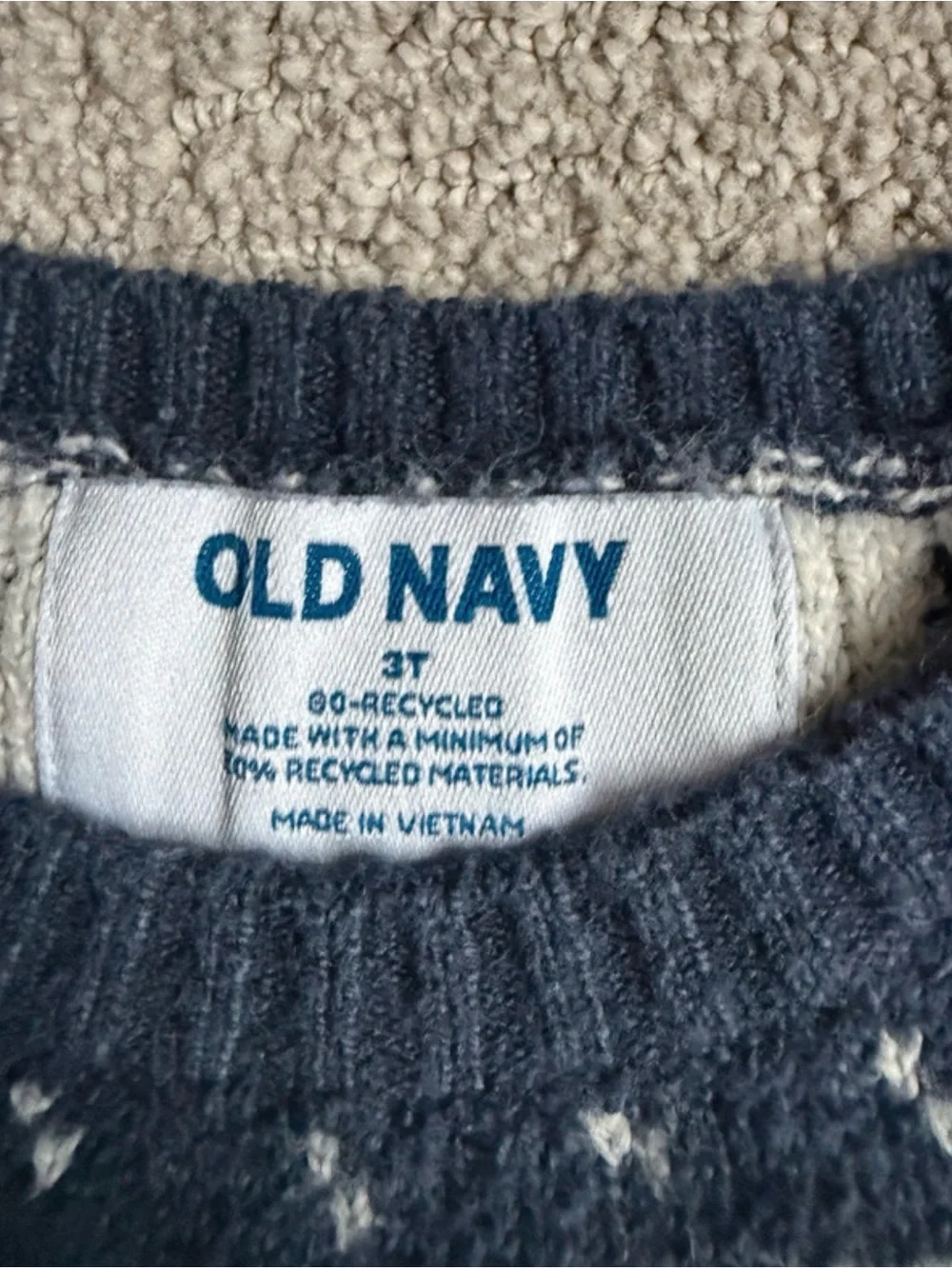 Old Navy Knit Crewneck Sweater Boys 3T ~ Vintage Christmas Reindeer Design